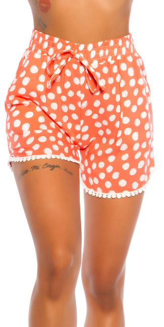Trendy hoge taille zomer shorts met print koraal-kleurig